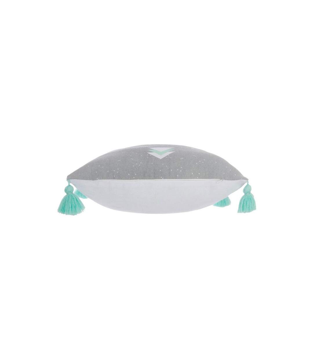 Coussin Déco 4 Pompons 40x40cm Gris-3