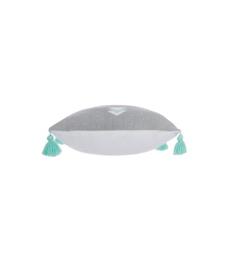 Coussin Déco 4 Pompons 40x40cm Gris