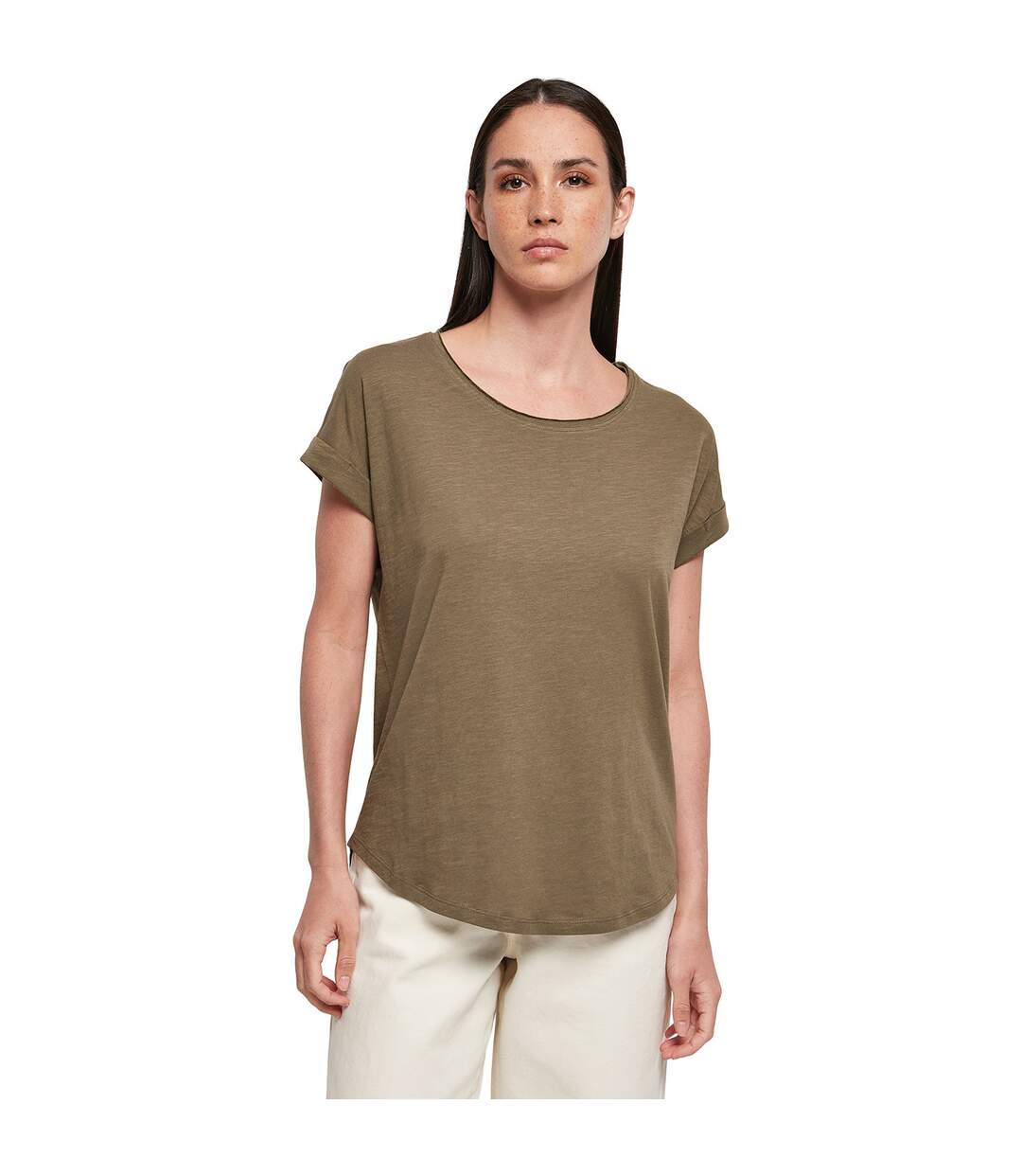 T-shirt long femme vert sombre Build Your Brand-2