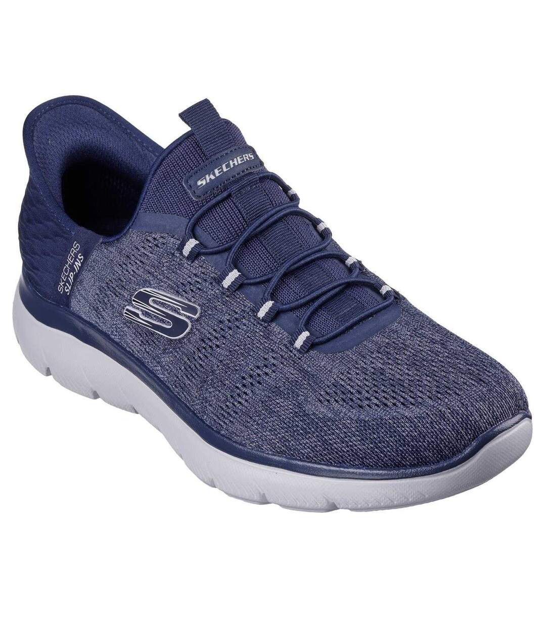 Mens Summits Key Pace Mesh Slip-in Flat Trainers Navy Skechers-1