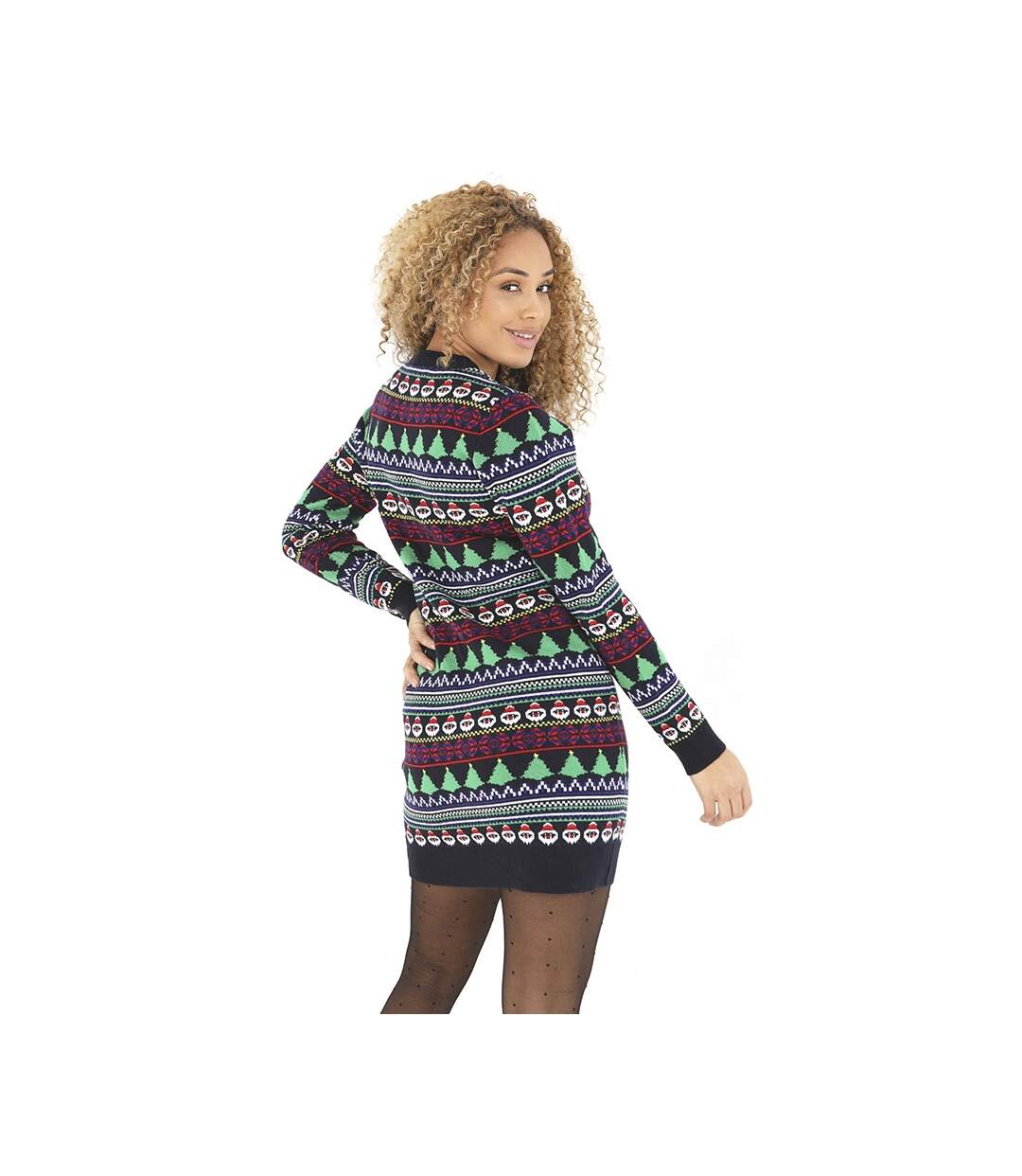Womens/ladies fairisle christmas dress navy/multi Brave Soul-2