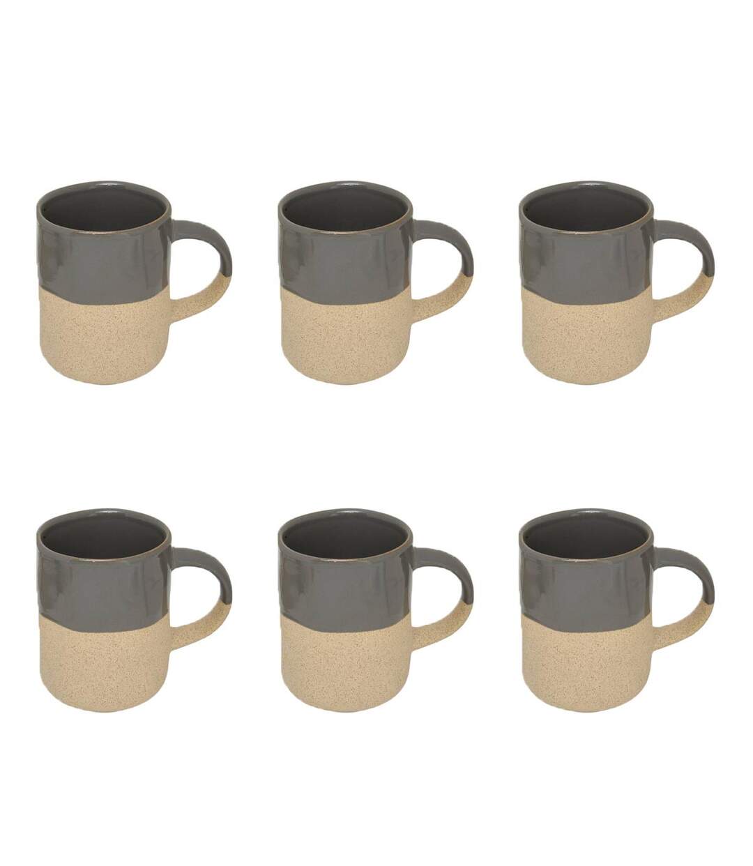Lot de 6 Mugs en Faïence Kate 34cl Gris-1