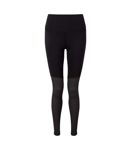 TriDri Womens/Ladies Rib Knit Contrast Bottom Yoga Leggings (Black/Charcoal)