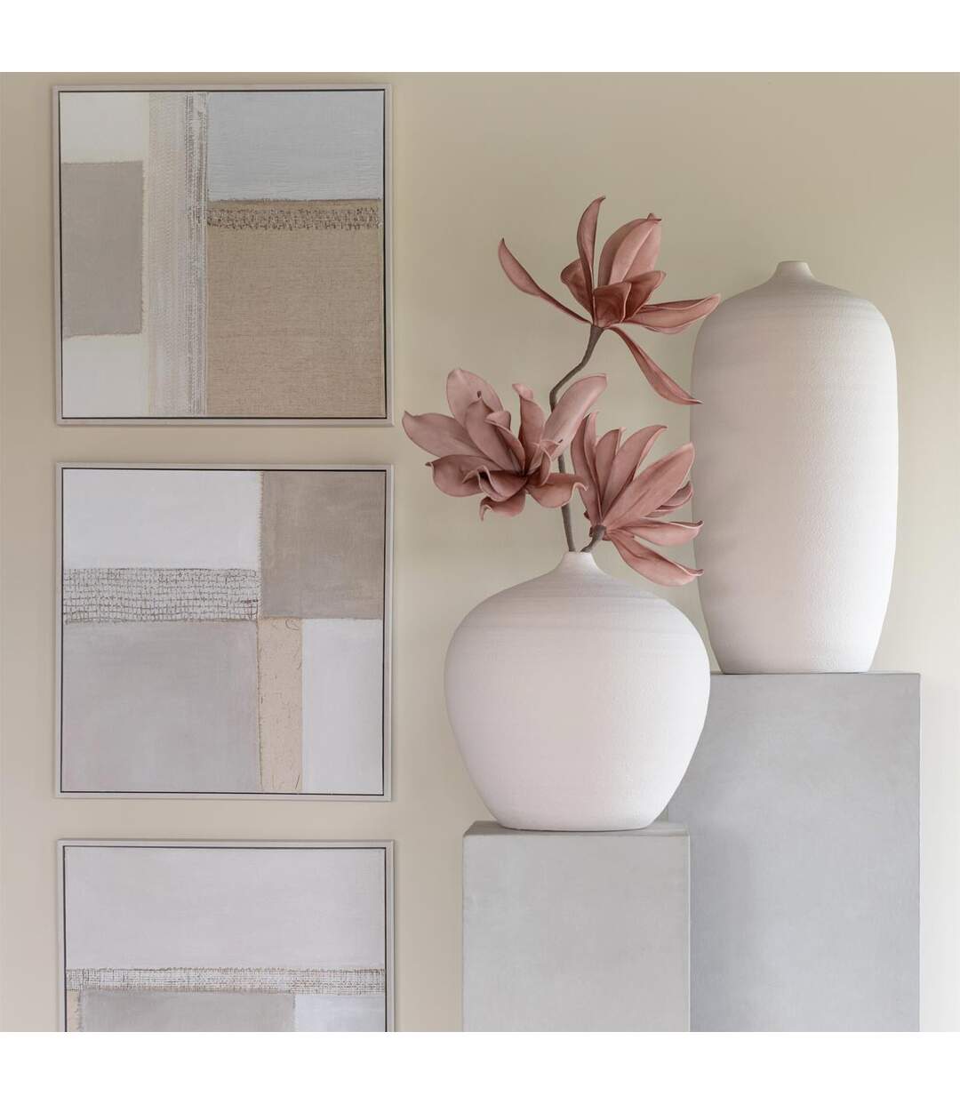 Vase Bouteille en Argile Cassia 35cm Blanc-4