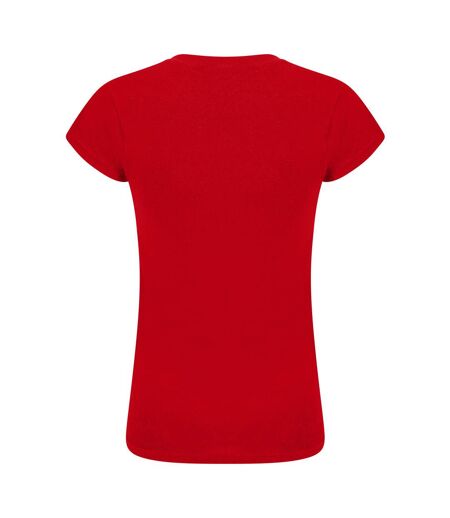 Womens/ladies T-shirt Red Casual Classic