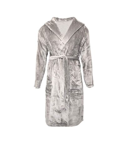 Baum Mens Flannel Fleece Robe (Gray)