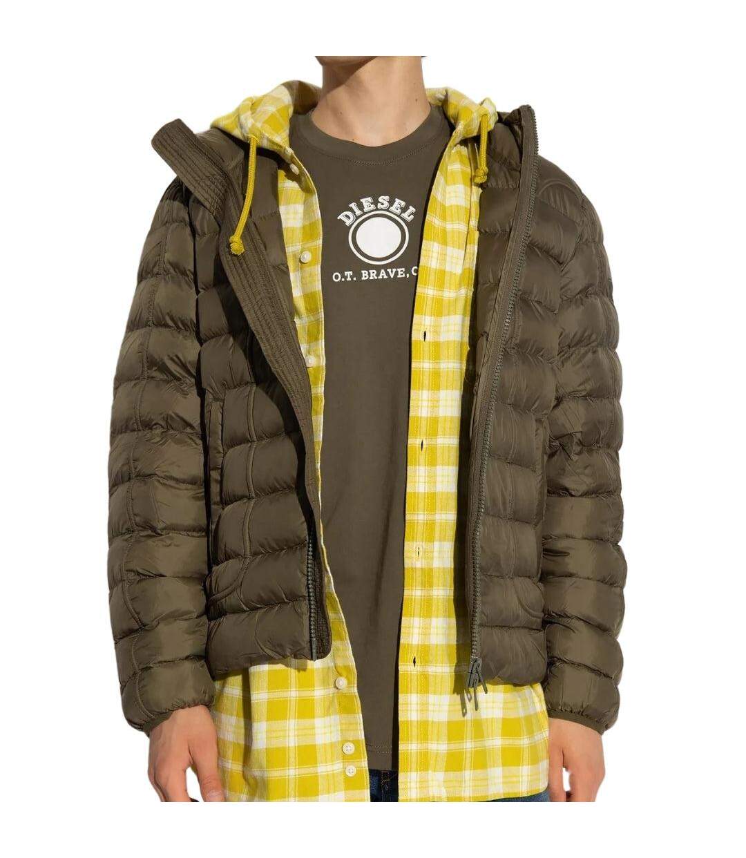 Veste Motif Uni Homme Vert Kaki Diesel-3