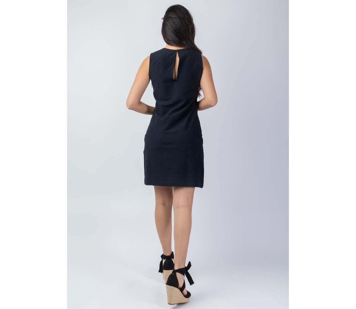 Robe courte tailleur SOLINE noire Coton Du Monde-4