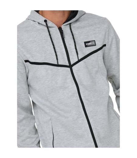 Veste De Survêtement Motif/style Passepoil Contrasté Homme Gris Clair Chiné Only