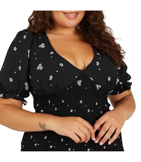 Robe Courte Manches Bouffantes Femme Noir Blanc Brave Soul