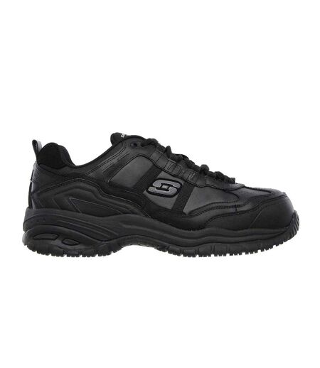 Mens Stride Grinnell Coated Leather Safety Shoes Black Skechers