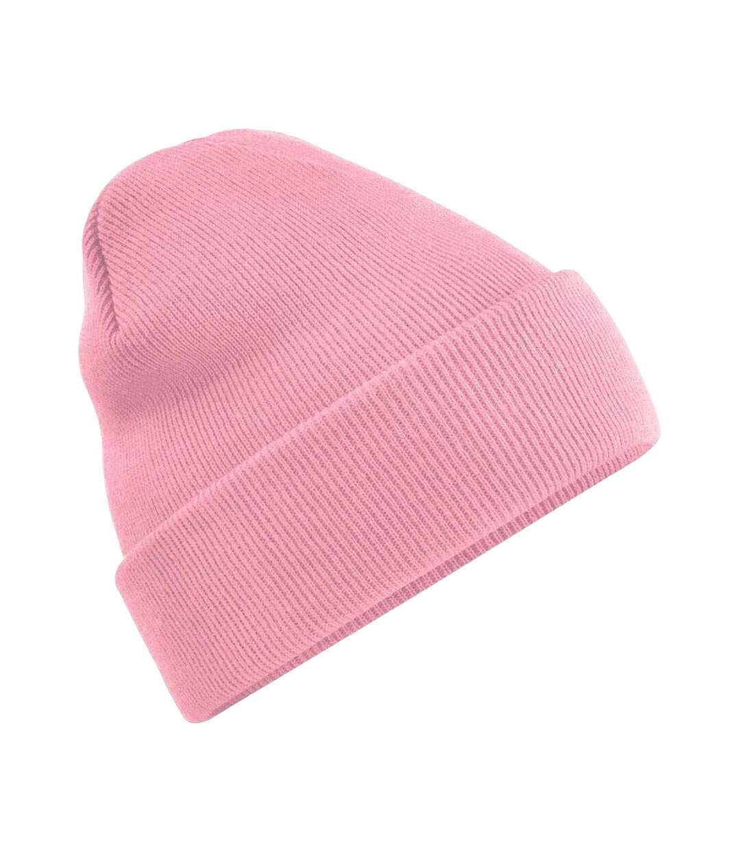 Bonnet à revers mixte rose clair Beechfield-1