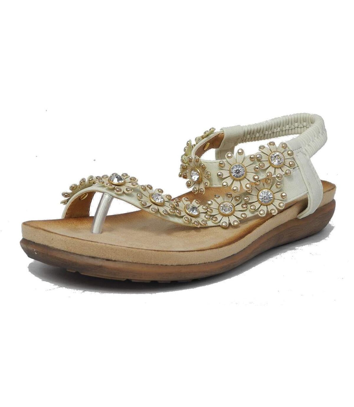 Cipriata Womens/Ladies Salva Toe Post Flower Design Sling Back Sandals (Cream) - UTDF1140
