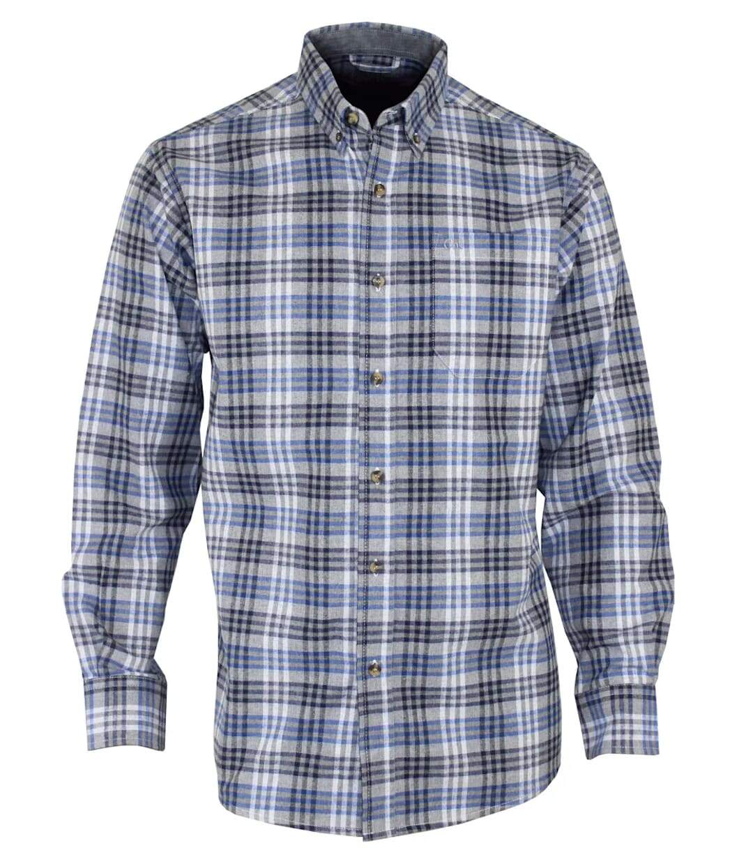 Chemise à carreaux Homme en Flanelle de Coton CH2003A Bleu/Gris (Challenger)-2