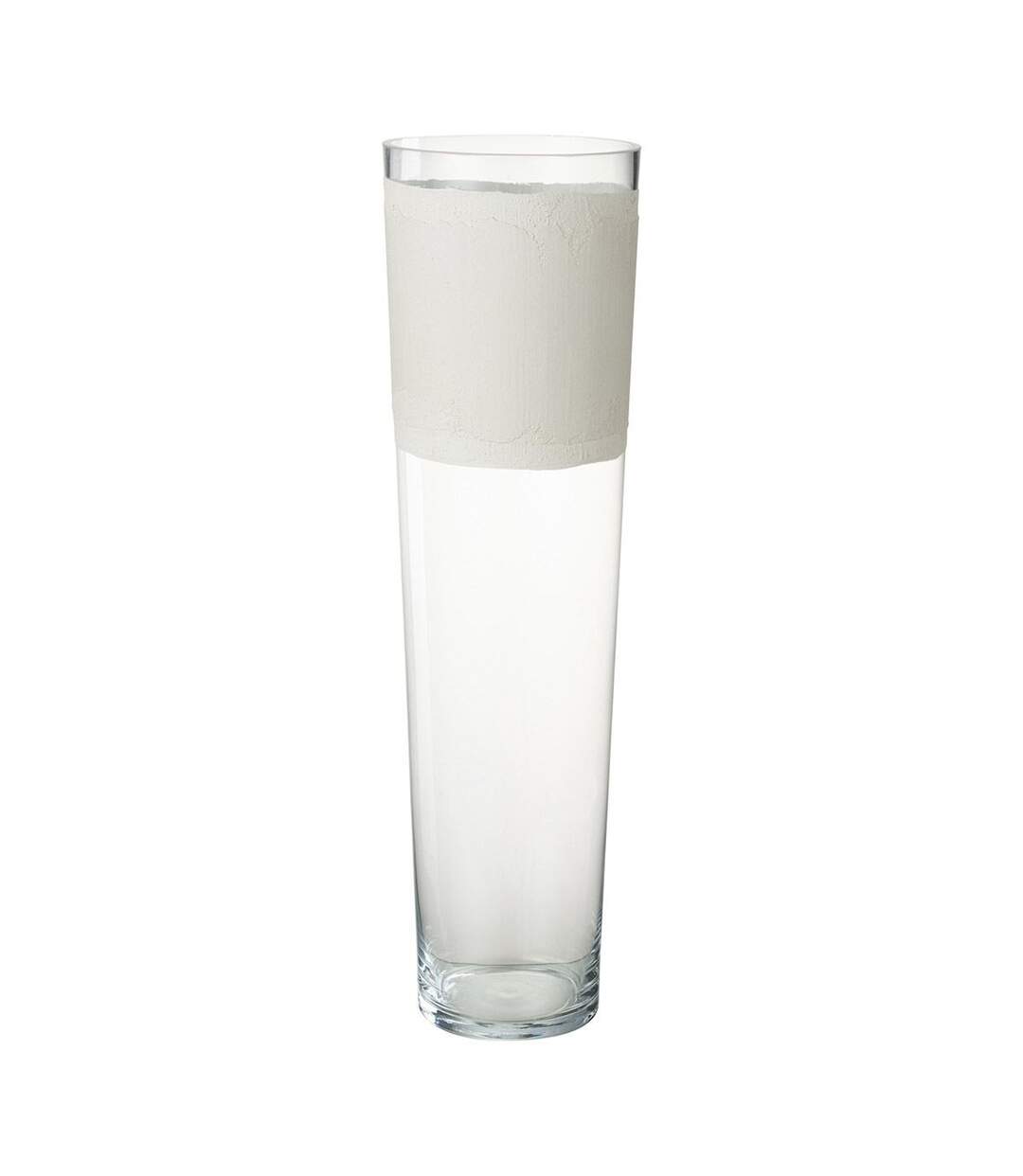 Vase Déco en Verre Delph 60cm Transparent & Blanc-1