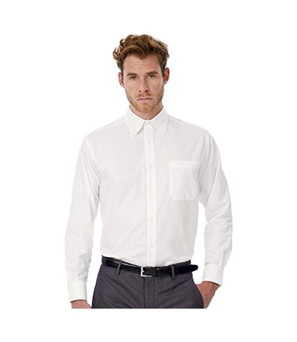 B&C Mens Oxford Long Sleeve Shirt / Mens Shirts (White)