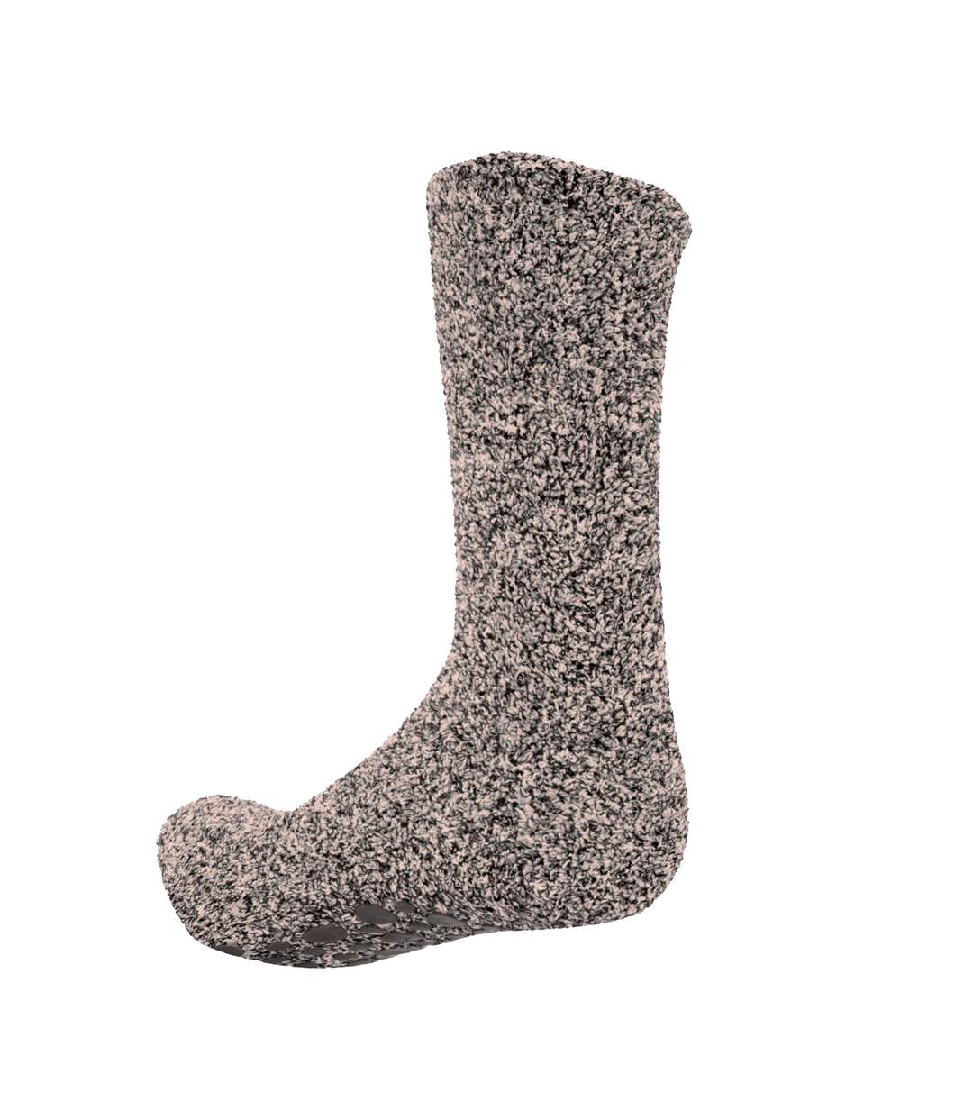 Mens warm slipper socks with rubber non slip grip brown Floso-1