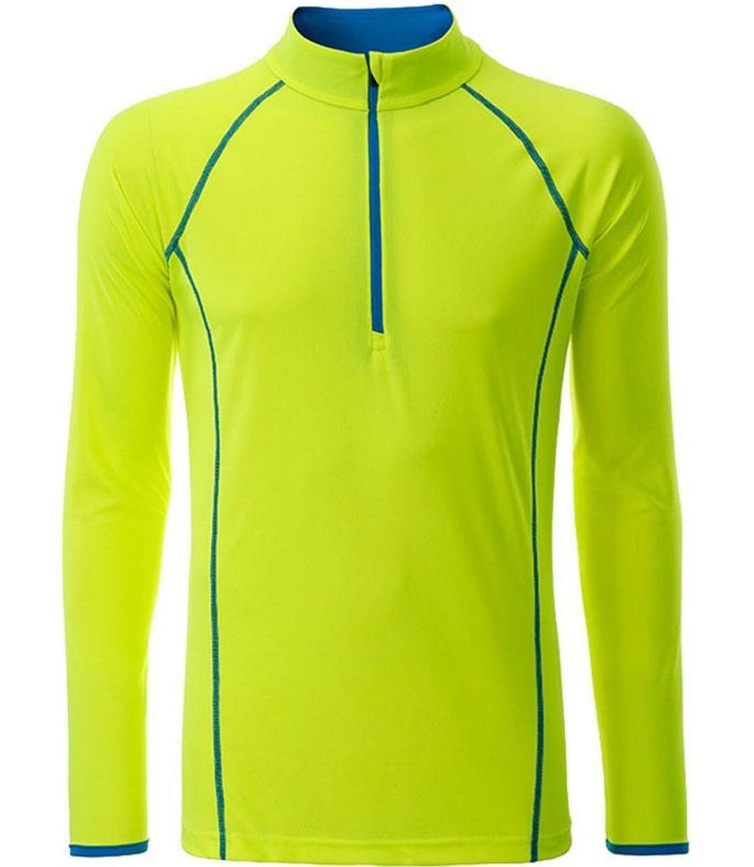 Maillot running respirant manches longues - Homme - JN498 - jaune et bleu vif