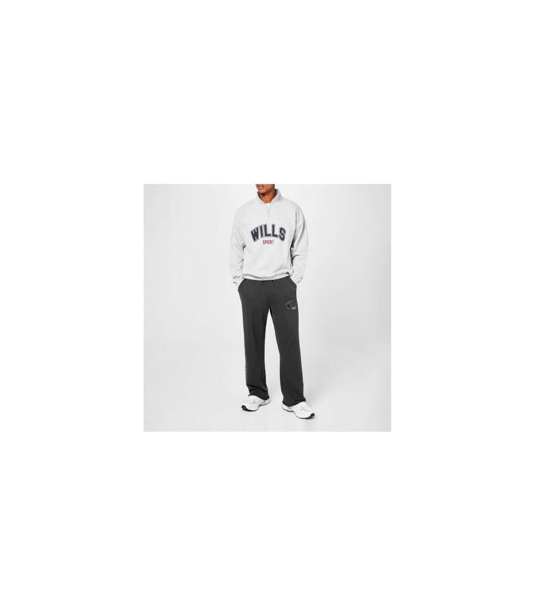 Unisex Adult Graphic Zip Neck Regular Sweatshirt Ice Marl Jack Wills-1