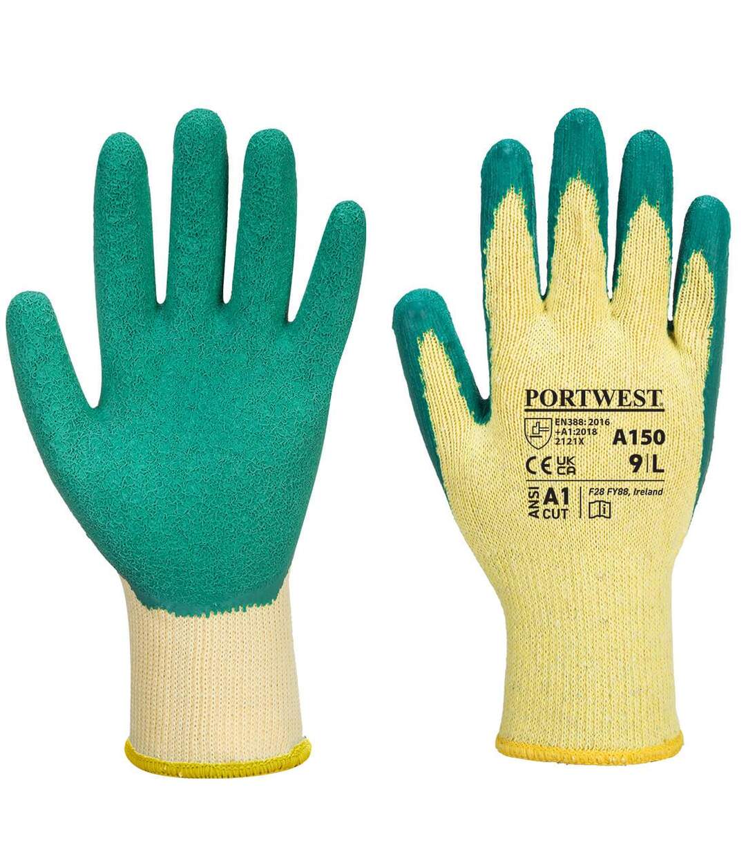 Unisex adult a150 classic grip gloves xl green Portwest-1