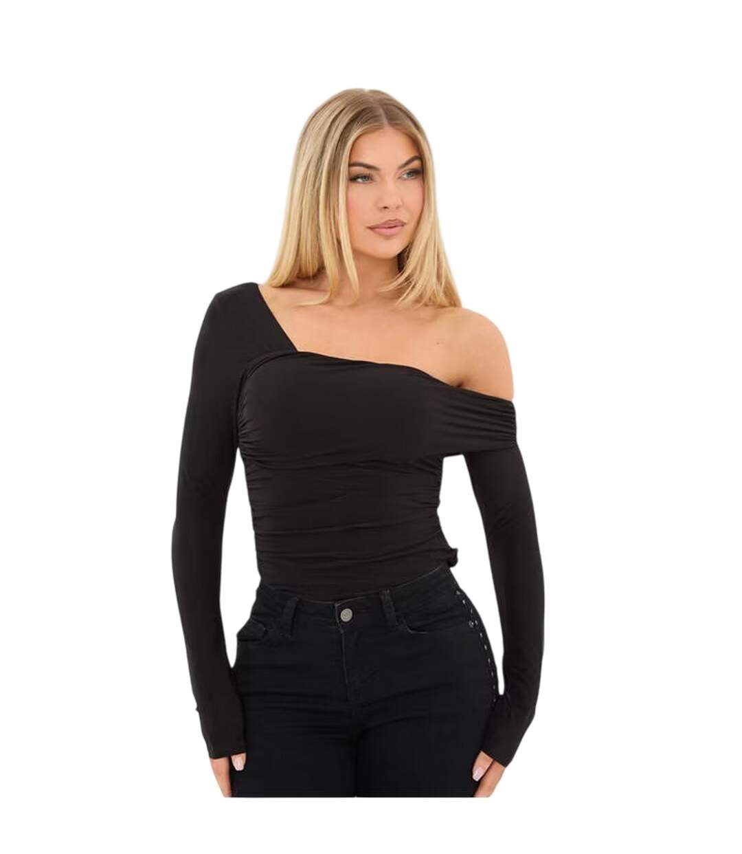 Haut Épaules Dénudées Motif/style Ruché Femme Noir I Saw It First-2