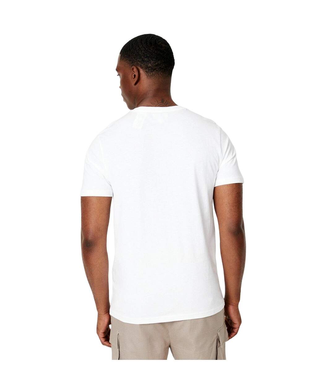 Mens grandad collar t-shirt white Burton-2