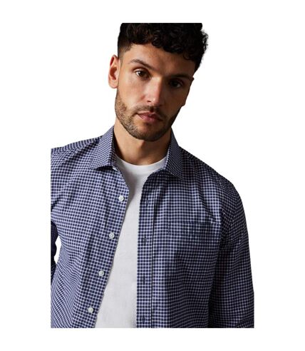 Mens mini grid check long-sleeved shirt navy Burton