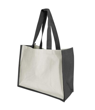 Westford Mill Printers Jute Cot Shopper Bag (21 Liters) (Black) (One Size) - UTBC3348