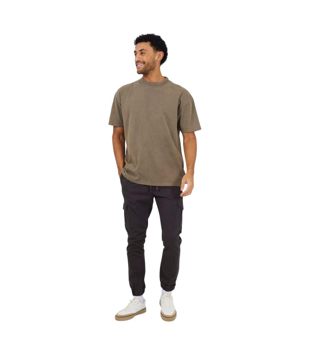 Mens Cargo Jogging Bottoms Dark Grey Brave Soul-1