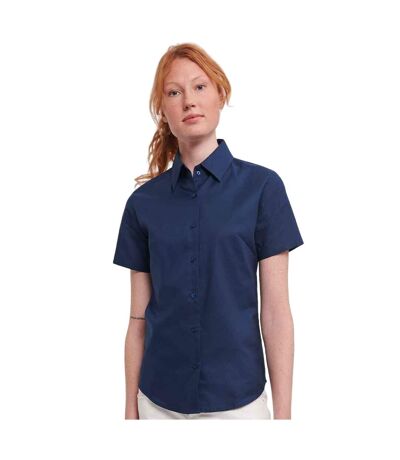 Womens/ladies Oxford Short-sleeved Shirt Bright Navy Russell Collection