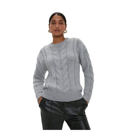 Womens/ladies cable knitted jumper grey Dorothy Perkins