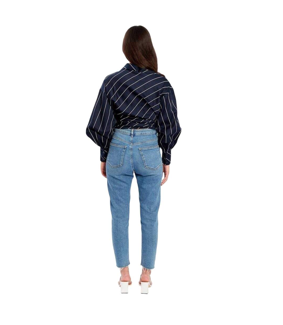 Chemise Manches Bouffantes Femme Bleu Marine Influence-3