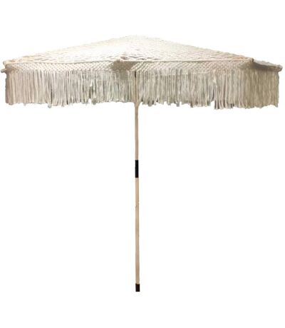 Parasol en macramé avec mât en teck