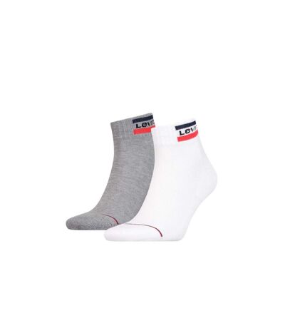 LEVI'S Lot de 2 paires de Socquettes Mixte Coton OLYMP Blanc Gris