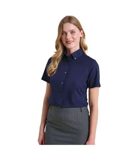 Womens/ladies supreme oxford short-sleeved formal shirt navy Premier