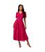 Womens/ladies Floral Jacquard Puff Sleeve Midi Dress Pink Principles-3