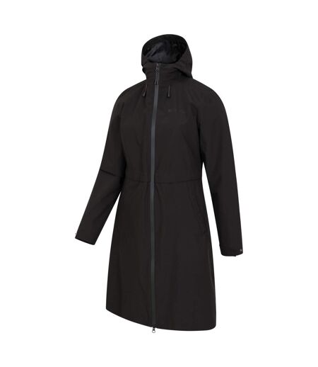 Womens/ladies hilltop extra long waterproof jacket black Mountain Warehouse