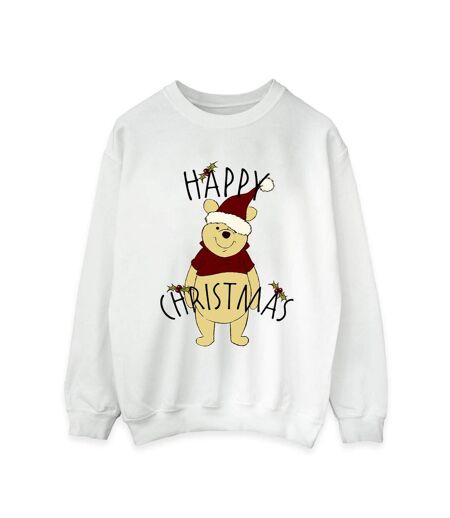 Disney Womens/Ladies Winnie The Pooh Happy Christmas Holly Sweatshirt (Blanc) - UTBI43038