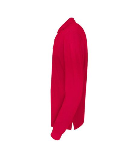 Mens Pique Long-sleeved T-shirt Red Cottover