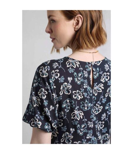 Womens/ladies everly floral eco liva midi dress black iris Weird Fish