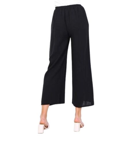 Pantalon femme coupe large de couleur noir 100% coton