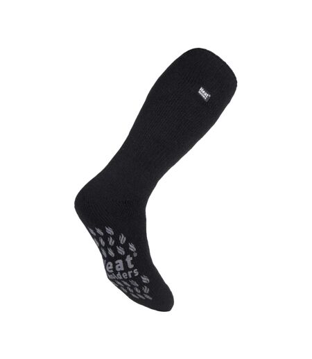 Mens Winter Fleece Lined Knee High Slipper Socks with Anti Slip Grippers