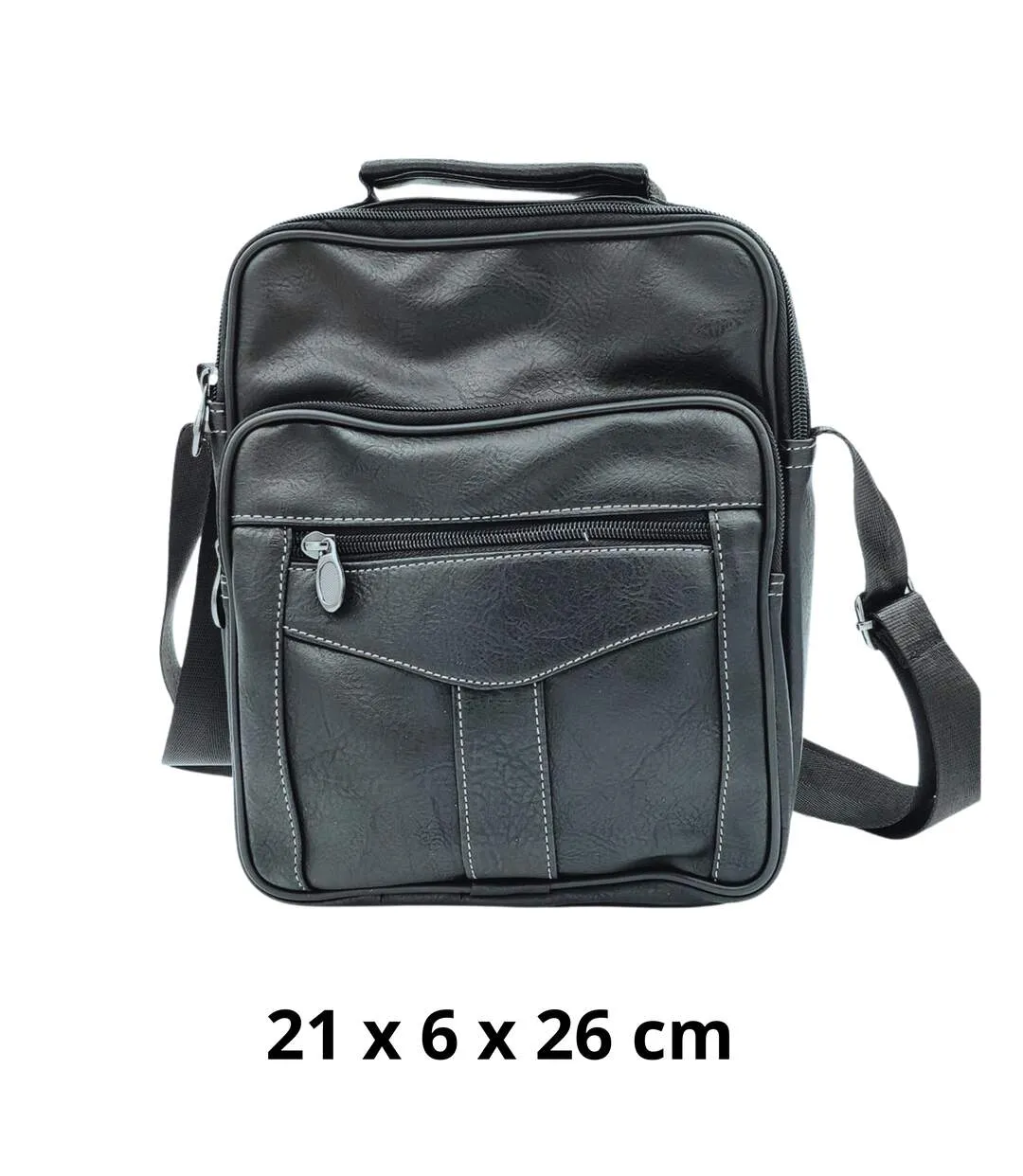 Sacoche bandoulière homme en simili cuir - Noir - Elégance fonctionnelle pour un style urbain-1