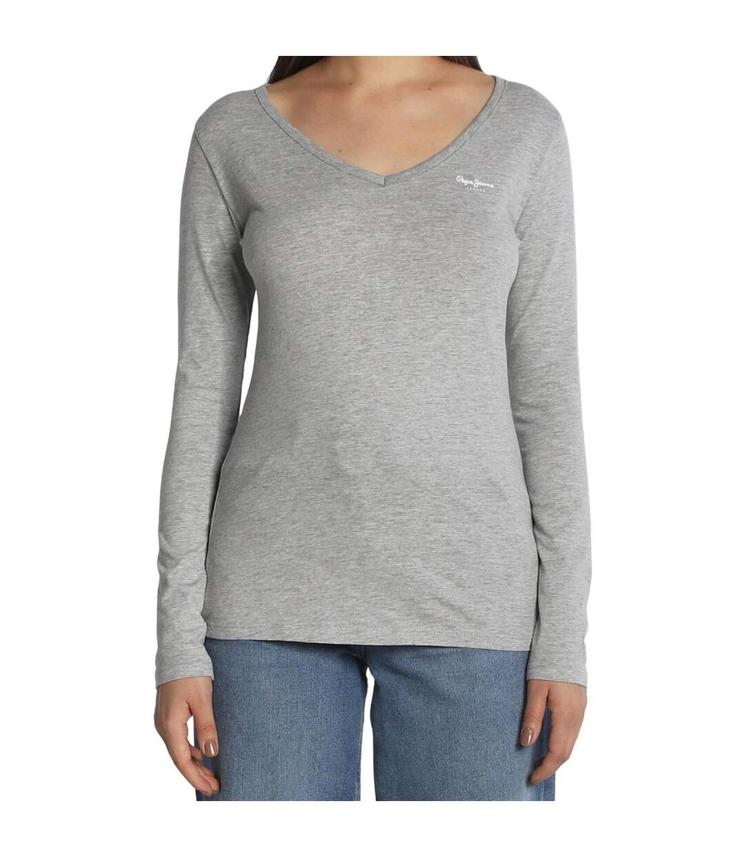 T-shirt Manches Longues Femme Gris Pepe Jeans-1