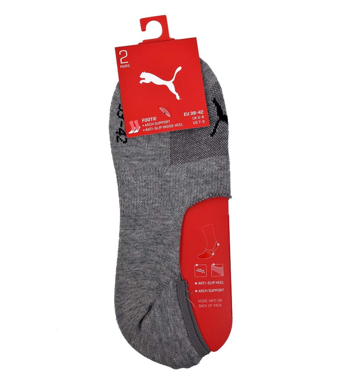 Chaussettes PUMA Socquettes FOOTIES Pack de 2 Paires Gris 580 FOOTIES