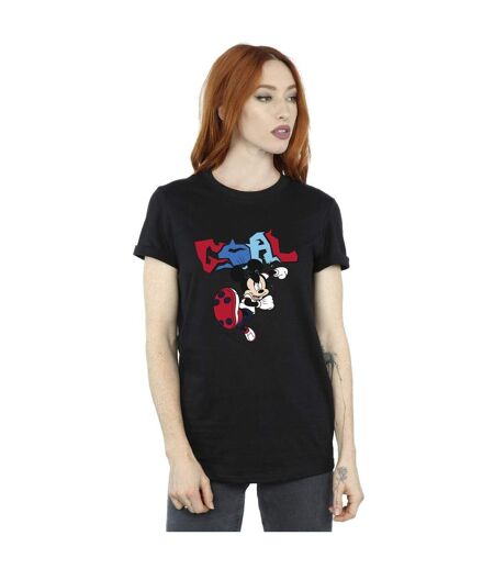 Disney T-shirt boyfriend en coton Mickey Mouse Goal Striker Pose Womens/Ladies (Noir) - UTBI38579