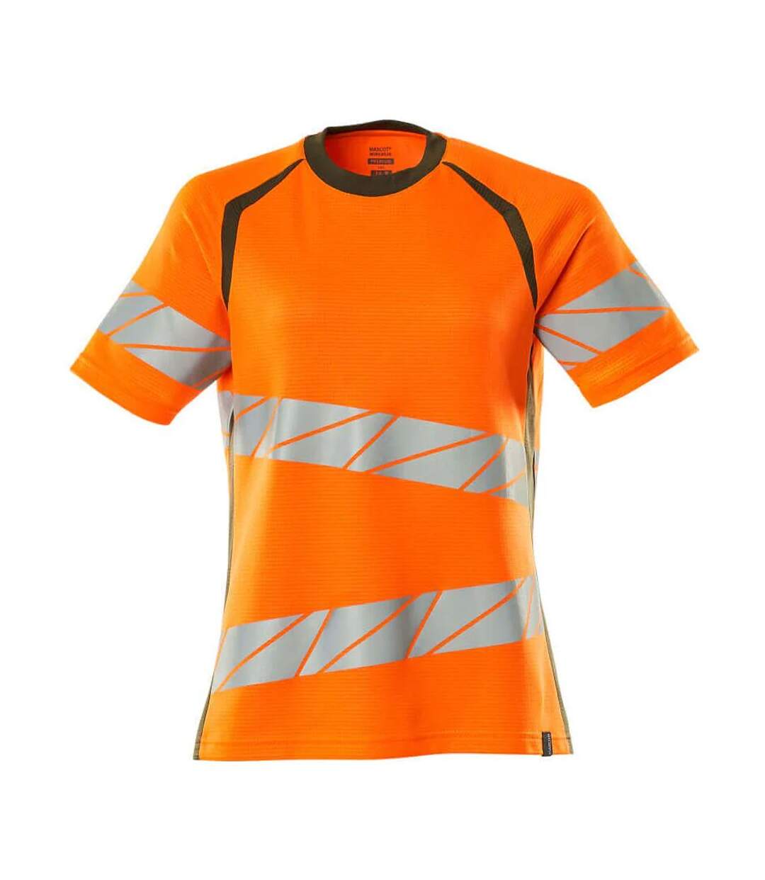 T-shirt Accelerate Safe Femme Orange Fluo Vert Kaki Foncé Mascot-1