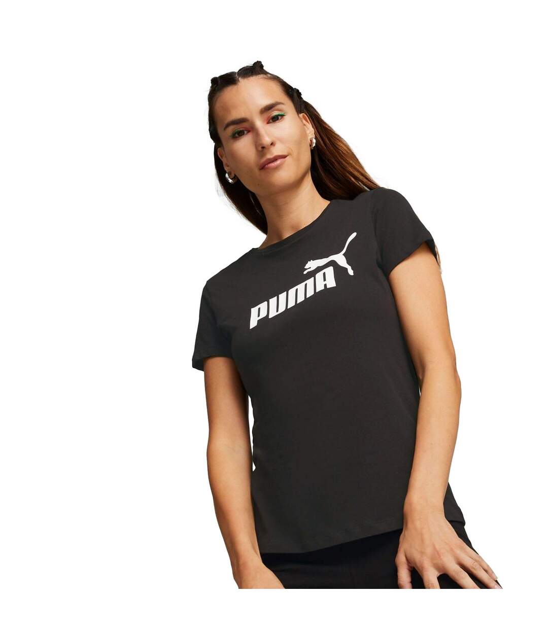 Womens/ladies Essential Logo T-shirt Black Puma-1