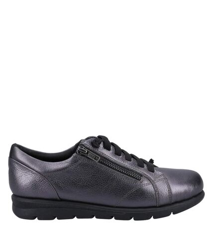 Fleet & Foster Womens/Ladies Polperro Leather Sneakers (Pewter) - UTFS9661