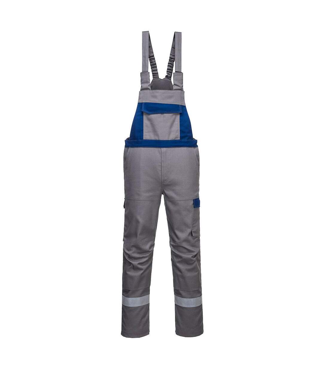 Mens bizflame ultra two tone bib and brace trouser grey Portwest-1